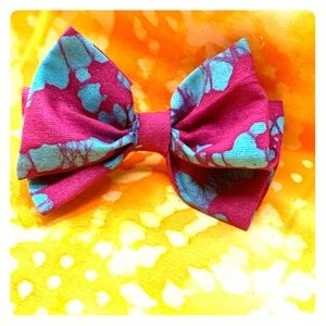 Purple & Blue acid wash bow on clip